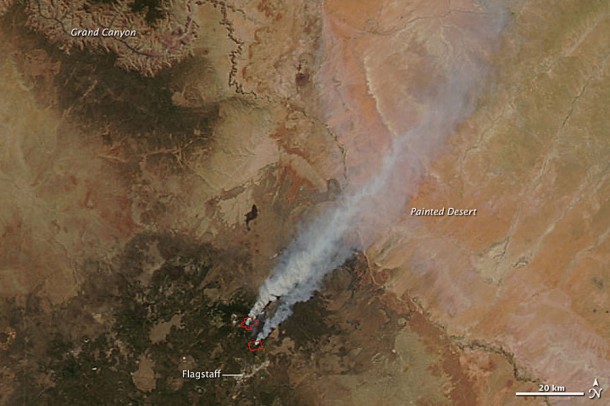 Schultz Fire North of Flagstaff Arizona Seen from Space. Credit: NASA
