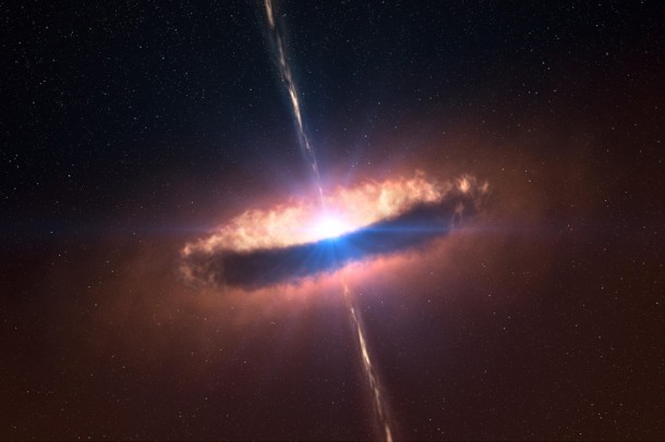 Astronomers have obtained the first clear look at a dusty disk closely encircling a massive baby star, providing direct evidence that massive stars do form in the same way as their smaller brethren -- and closing an enduring debate. This artist's concept shows what such a massive disk might look like. Image credit: ESO/L. Calçada Astronomers have obtained the first clear look at a dusty disk closely encircling a massive baby star, providing direct evidence that massive stars do form in the same way as their smaller brethren -- and closing an enduring debate. This artist's concept shows what such a massive disk might look like. Image credit: ESO/L. Calçada