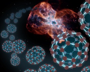 NASA's Spitzer Space Telescope has at last found buckyballs in space, as illustrated by this artist's conception. Image credit: NASA/JPL-Caltech NASA's Spitzer Space Telescope has at last found buckyballs in space, as illustrated by this artist's conception. Image credit: NASA/JPL-Caltech