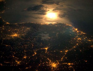 City lights at night along the France-Italy border, Europe are photographed by a crew member on the International Space Station. Credit: NASA City lights at night along the France-Italy border, Europe are photographed by a crew member on the International Space Station. Credit: NASA