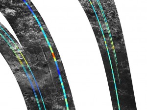 This mosaic, made from radar images obtained by NASA’s Cassini spacecraft, shows mountainous terrain on Saturn’s moon Titan in the moon’s northern hemisphere, north of the Aaru region. Image credit: NASA/JPL-Caltech This mosaic, made from radar images obtained by NASA’s Cassini spacecraft, shows mountainous terrain on Saturn’s moon Titan in the moon’s northern hemisphere, north of the Aaru region. Image credit: NASA/JPL-Caltech