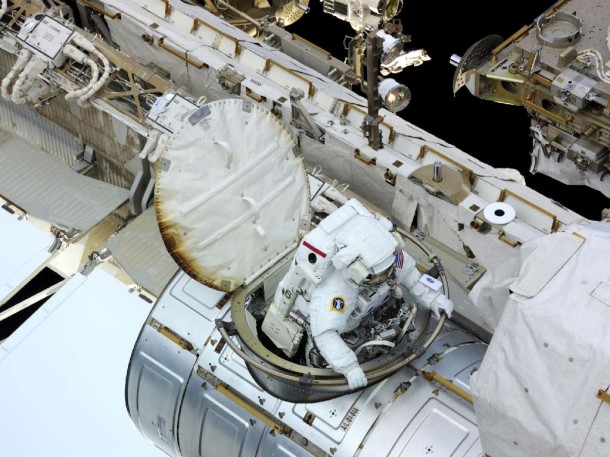 Reflecting on his experience as he emerged from the craft into the daylight on the Expedition 24 mission's second spacewalk, astronaut Doug Wheelock said "the colors of the Earth just explode at you as you exit toward the planet. Credit: NASA Reflecting on his experience as he emerged from the craft into the daylight on the Expedition 24 mission's second spacewalk, astronaut Doug Wheelock said "the colors of the Earth just explode at you as you exit toward the planet. Credit: NASA