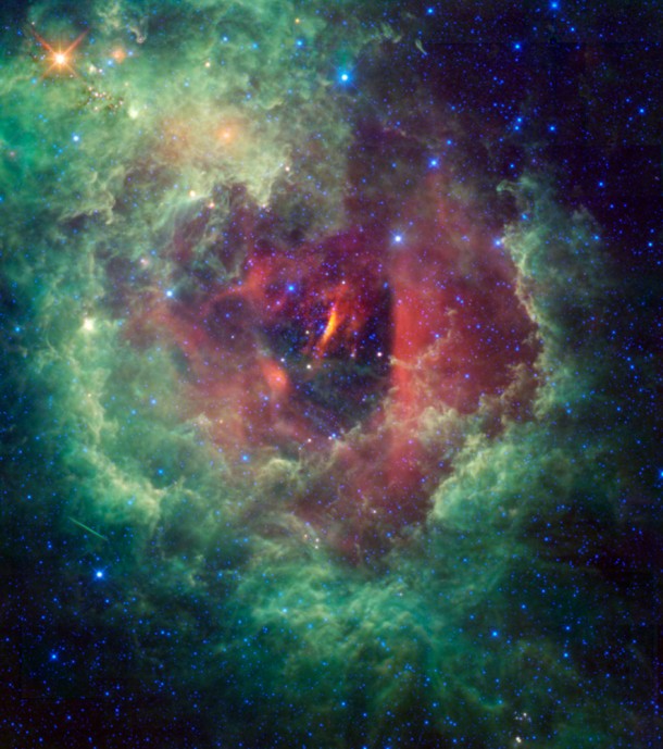 A new image taken by WISE shows the Rosette nebula located within the constellation Monoceros, or the Unicorn. Image credit: NASA/JPL-Caltech/UCLA A new image taken by WISE shows the Rosette nebula located within the constellation Monoceros, or the Unicorn. Image credit: NASA/JPL-Caltech/UCLA