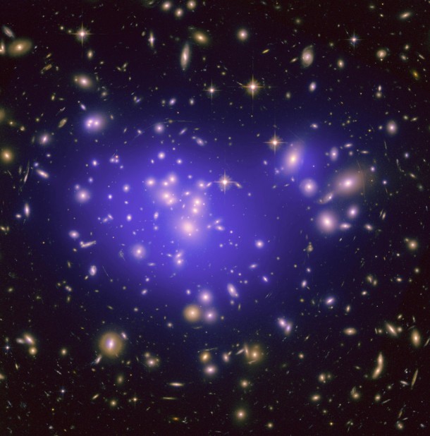 This is the Hubble Space Telescope image of the inner region of Abell 1689, an immense cluster of galaxies located 2.2 billion light-years away. Image credit: NASA/ESA/JPL-Caltech/Yale/CNRS This is the Hubble Space Telescope image of the inner region of Abell 1689, an immense cluster of galaxies located 2.2 billion light-years away. Image credit: NASA/ESA/JPL-Caltech/Yale/CNRS