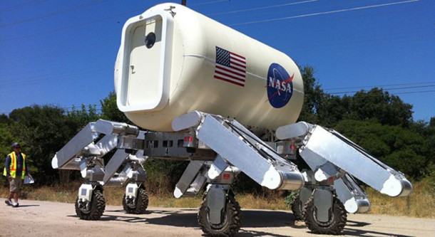 Engineers test the ATHLETE moon rover on one of the long dirt roads found just outside JPL. Image credit: NASA Engineers test the ATHLETE moon rover on one of the long dirt roads found just outside JPL. Image credit: NASA