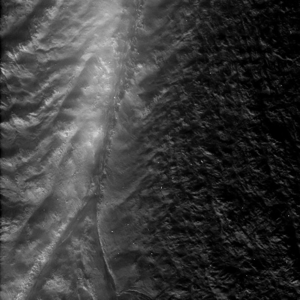 This image, taken on August 13, 2010, by NASA's Cassini spacecraft, shows the fissure on the surface of Saturn's moon Enceladus known as Damascus Sulcus. Credit: NASA/JPL/Space Science Institute This image, taken on August 13, 2010, by NASA's Cassini spacecraft, shows the fissure on the surface of Saturn's moon Enceladus known as Damascus Sulcus. Credit: NASA/JPL/Space Science Institute