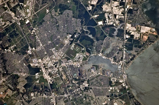 This image photographed by an Expedition 24 crew member on the International Space Station is centered on the NASA Lyndon B. Johnson Space Center located in the southeastern Houston metropolitan area. Credit: NASA This image photographed by an Expedition 24 crew member on the International Space Station is centered on the NASA Lyndon B. Johnson Space Center located in the southeastern Houston metropolitan area. Credit: NASA