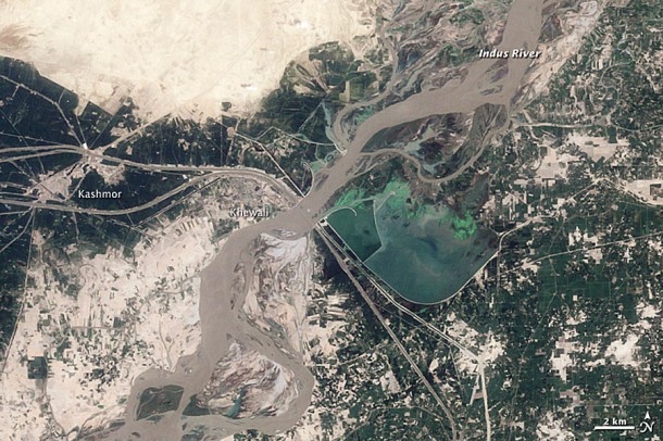 Kashmor, Pakistan as Seen from Space on August 9, 2009. Credit: NASA Kashmor, Pakistan as Seen from Space on August 9, 2009. Credit: NASA