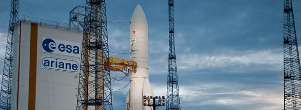 The heavy-lift Ariane 5 ECA provided a total payload delivery performance of approximately 7,085 kg. for today’s dual-satellite mission. The heavy-lift Ariane 5 ECA provided a total payload delivery performance of approximately 7,085 kg. for today’s dual-satellite mission.