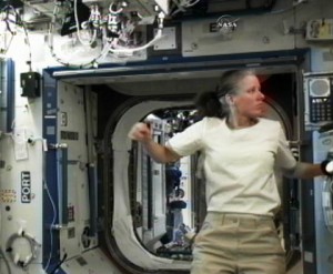 Expedition 24 Flight Engineer Shannon Walker sets up equipment for the Anomalous Long Term Effects in Astronauts' Central Nervous System experiment. Credit: NASA TV Expedition 24 Flight Engineer Shannon Walker sets up equipment for the Anomalous Long Term Effects in Astronauts' Central Nervous System experiment. Credit: NASA TV