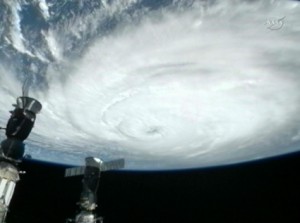 A camera aboard the International Space Station captured this view of Hurricane Igor as it moved across the Atlantic Ocean Thursday. Credit: NASA TV A camera aboard the International Space Station captured this view of Hurricane Igor as it moved across the Atlantic Ocean Thursday. Credit: NASA TV
