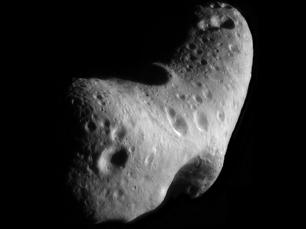 This image, taken by NASA's Near Earth Asteroid Rendezvous mission in 2000, shows a close-up view of Eros, an asteroid with an orbit that takes it somewhat close to Earth. NASA's Spitzer Space Telescope observed Eros and dozens of other near-Earth asteroids as part of an ongoing survey to study their sizes and compositions using infrared light. Image credit: NASA/JHUAPL This image, taken by NASA's Near Earth Asteroid Rendezvous mission in 2000, shows a close-up view of Eros, an asteroid with an orbit that takes it somewhat close to Earth. NASA's Spitzer Space Telescope observed Eros and dozens of other near-Earth asteroids as part of an ongoing survey to study their sizes and compositions using infrared light. Image credit: NASA/JHUAPL