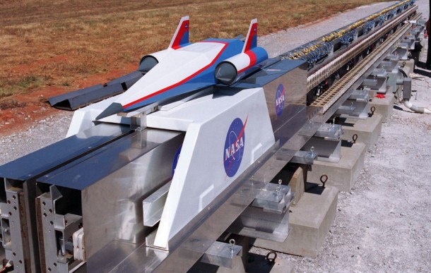 Different technologies to push a spacecraft down a long rail have been tested in several settings, including this Magnetic Levitation (MagLev) System evaluated at NASA's Marshall Space Flight Center. Engineers have a number of options to choose from as their designs progress. Credit: NASA Different technologies to push a spacecraft down a long rail have been tested in several settings, including this Magnetic Levitation (MagLev) System evaluated at NASA's Marshall Space Flight Center. Engineers have a number of options to choose from as their designs progress. Credit: NASA