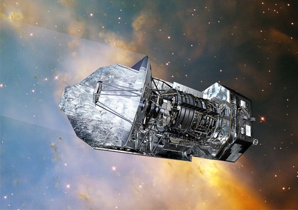 Herschel will have an unprecedented view of the cold universe, bridging the gap in the spectrum between what can be observed from ground and earlier space missions of this kind. Credits: ESA (Image by AOES Medialab); background: Hubble Space Telescope, NASA/ ESA/ STScI Herschel will have an unprecedented view of the cold universe, bridging the gap in the spectrum between what can be observed from ground and earlier space missions of this kind. Credits: ESA (Image by AOES Medialab); background: Hubble Space Telescope, NASA/ ESA/ STScI