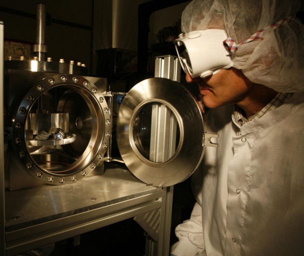 The ChemCam instrument for NASA's Mars Science Laboratory mission uses a pulsed laser beam to vaporize a pinhead-size target, producing a flash of light from the ionized material -- plasma -- that can be analyzed to identify chemical elements in the target. Image Credit: NASA/JPL-Caltech/LANL The ChemCam instrument for NASA's Mars Science Laboratory mission uses a pulsed laser beam to vaporize a pinhead-size target, producing a flash of light from the ionized material -- plasma -- that can be analyzed to identify chemical elements in the target. Image Credit: NASA/JPL-Caltech/LANL