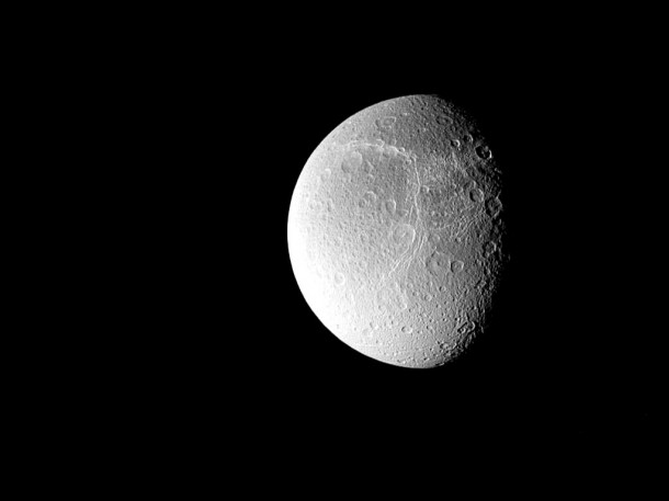 NASA's Cassini spacecraft obtained this image of Saturn's moon Dione on Sept. 3, 2010. The camera was pointing toward Dione at approximately 44,173 kilometers (27,448 miles) away. Credit: NASA/JPL/Space Science Institute NASA's Cassini spacecraft obtained this image of Saturn's moon Dione on Sept. 3, 2010. The camera was pointing toward Dione at approximately 44,173 kilometers (27,448 miles) away. Credit: NASA/JPL/Space Science Institute