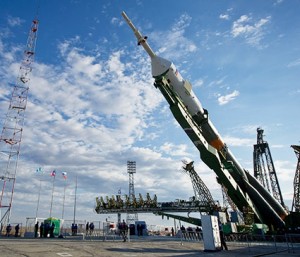 The Soyuz TMA-01M spacecraft is raised into launch position at the Baikonur Cosmodrome, Kazakhstan. Credit: NASA/Carla Cioffi The Soyuz TMA-01M spacecraft is raised into launch position at the Baikonur Cosmodrome, Kazakhstan. Credit: NASA/Carla Cioffi