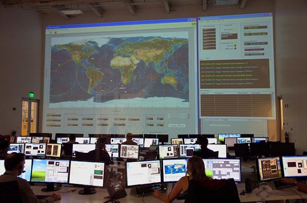 SpaceX’s Mission Control Center located at our headquarters in Hawthorne, California. Photo: SpaceX. SpaceX’s Mission Control Center located at our headquarters in Hawthorne, California. Photo: SpaceX.