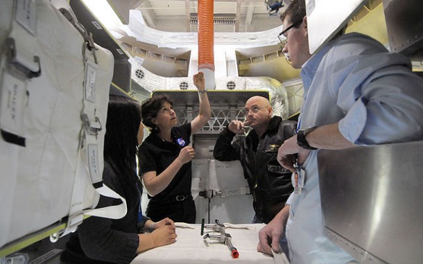 Even when outfitted with the full cargo storage system, Dragon has plenty of room. Visiting NASA astronauts Cady Coleman and Scott Kelly discuss spacecraft cargo operations with SpaceX engineers. Both experienced space travelers, Cady and Scott are scheduled for upcoming missions to the ISS. Photo: SpaceX. Even when outfitted with the full cargo storage system, Dragon has plenty of room. Visiting NASA astronauts Cady Coleman and Scott Kelly discuss spacecraft cargo operations with SpaceX engineers. Both experienced space travelers, Cady and Scott are scheduled for upcoming missions to the ISS. Photo: SpaceX.