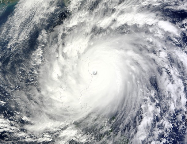 he Moderate Resolution Imaging Spectroradiometer (MODIS) on NASA’s Terra satellite at 10:35 a.m. Philippine Time (02:35 UTC) on October 18, 2010. Megi was bearing down on Palanan Bay as a “super typhoon” with category 5 strength on the Saffir Simpson scale. Credit: NASA Goddard MODIS Rapid Response Team he Moderate Resolution Imaging Spectroradiometer (MODIS) on NASA’s Terra satellite at 10:35 a.m. Philippine Time (02:35 UTC) on October 18, 2010. Megi was bearing down on Palanan Bay as a “super typhoon” with category 5 strength on the Saffir Simpson scale. Credit: NASA Goddard MODIS Rapid Response Team