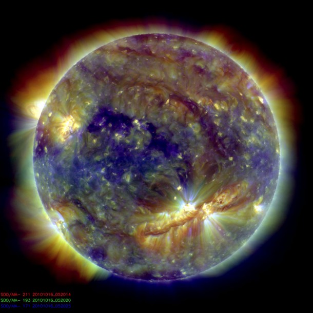 A 400,000 km filament of magnetism stretches across the sun's southern hemisphere. Image credit NASA/SDO A 400,000 km filament of magnetism stretches across the sun's southern hemisphere. Image credit NASA/SDO
