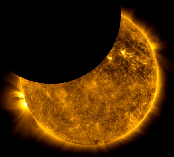 A partial eclipse of the sun. Credit: NASA