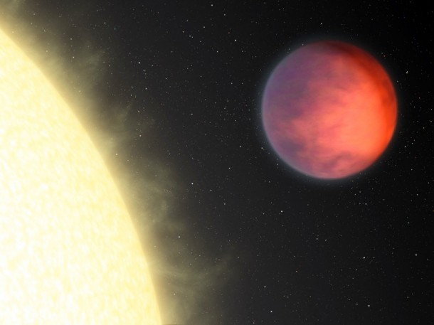 NASA's Spitzer Space Telescope has found that the hottest part of a distant planet, named upsilon Andromedae b, is not under the glare of its host star as might be expected. Image credit: NASA/JPL-Caltech NASA's Spitzer Space Telescope has found that the hottest part of a distant planet, named upsilon Andromedae b, is not under the glare of its host star as might be expected. Image credit: NASA/JPL-Caltech