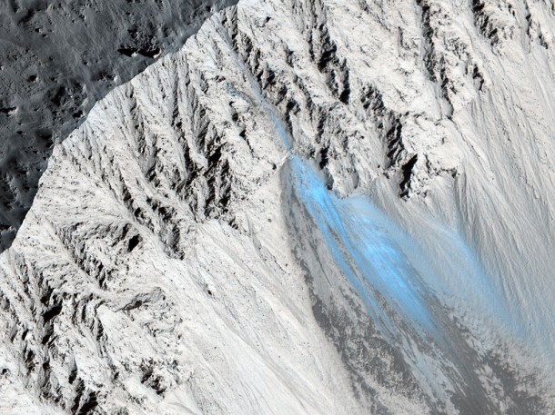 Recent Landslide in Zunil Crater on Mars. Credit: NASA/JPL/University of Arizona