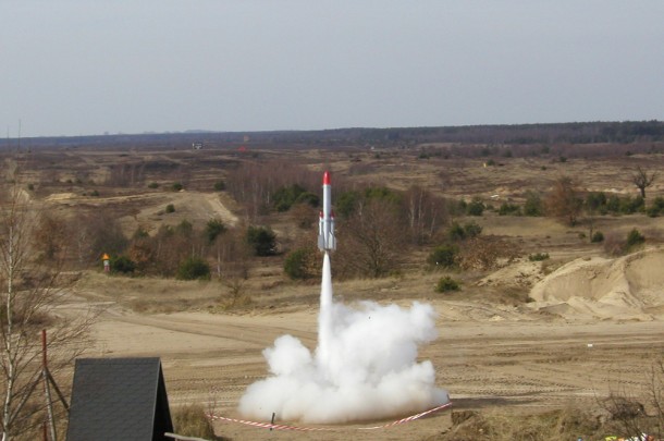 Launch of the B4-1V01 steam rocket