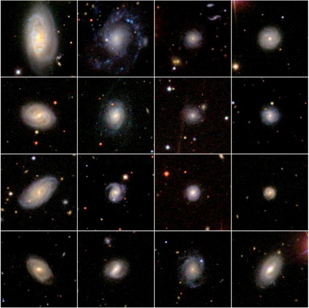A sample of galaxies from the Sloan Digitized Sky Survey. Credit: K. Fathi/SDSS