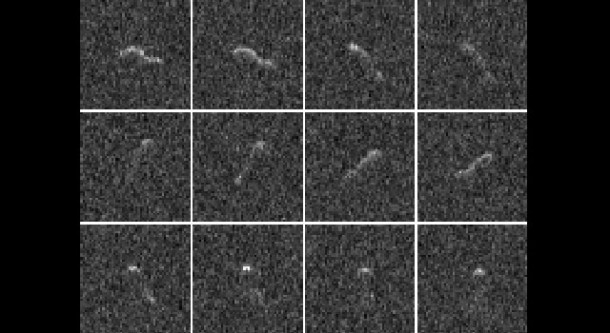 Twelve radar images of the nucleus of comet Hartley 2 were obtained by the Arecibo Observatory's planetary radar from Oct 25 to 27, 2010. Image credit: NAIC-Arecibo/Harmon-Nolan Twelve radar images of the nucleus of comet Hartley 2 were obtained by the Arecibo Observatory's planetary radar from Oct 25 to 27, 2010. Image credit: NAIC-Arecibo/Harmon-Nolan