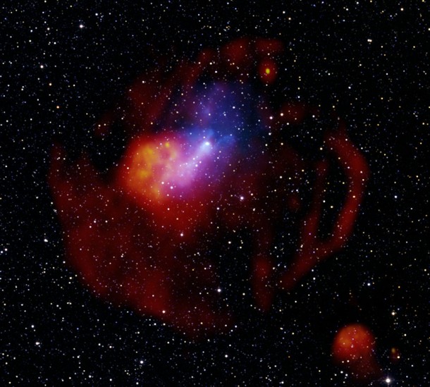 G327.1-1.1 is the aftermath of a massive star that exploded as a supernova in the Milky Way galaxy. Credits: X-ray: NASA/CXC/SAO/T.Temim et al. and ESA/XMM-Newton Radio: SIFA/MOST and CSIRO/ATNF/ATCA Infrared: UMass/IPAC-Caltech/NASA/NSF/2MASS G327.1-1.1 is the aftermath of a massive star that exploded as a supernova in the Milky Way galaxy. Credits: X-ray: NASA/CXC/SAO/T.Temim et al. and ESA/XMM-Newton Radio: SIFA/MOST and CSIRO/ATNF/ATCA Infrared: UMass/IPAC-Caltech/NASA/NSF/2MASS