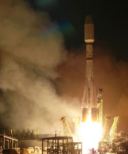 The medium-lift Soyuz vehicle begins its ascent from Launch Pad #6 at Baikonur Cosmodrome. Credit: Arianespace The medium-lift Soyuz vehicle begins its ascent from Launch Pad #6 at Baikonur Cosmodrome. Credit: Arianespace