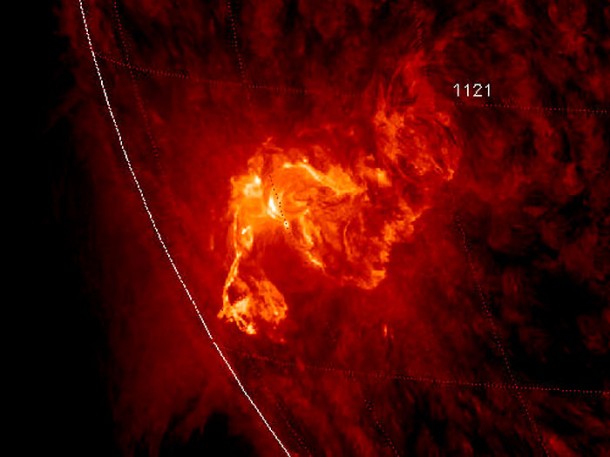 Active Region 1121 unleashes x-ray flare. Credit: NASA/SDO/AIA Active Region 1121 unleashes x-ray flare. Credit: NASA/SDO/AIA