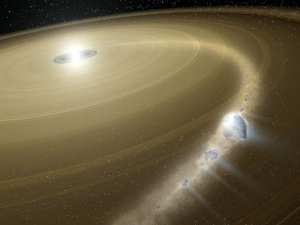 Artist's impression of the white dwarf G29-38 and its debris disk. Credit: NASA/JPL-Caltech
