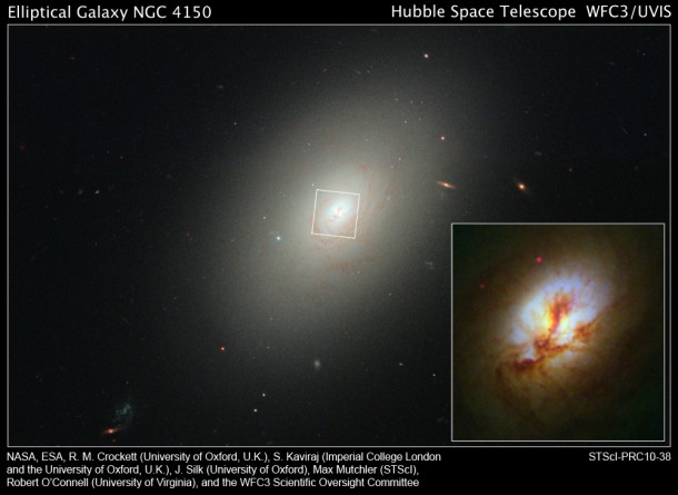 Hubble Spies Young Stars in Ancient Galaxy's Core Hubble Spies Young Stars in Ancient Galaxy's Core