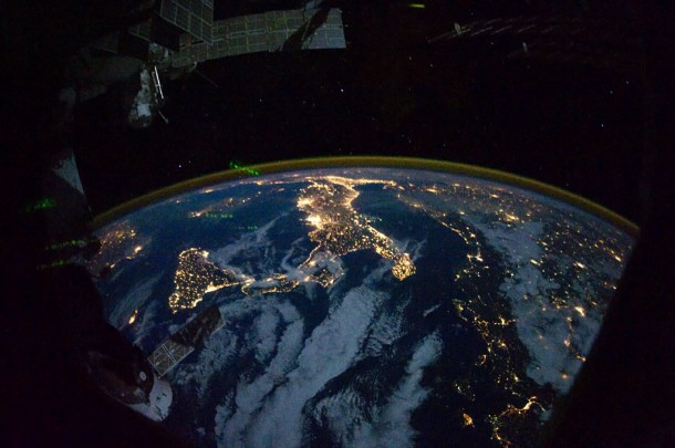 Parts of Europe and Africa are very easily recognizable in this night time image shot from the ISS. Credit: NASA Parts of Europe and Africa are very easily recognizable in this night time image shot from the ISS. Credit: NASA