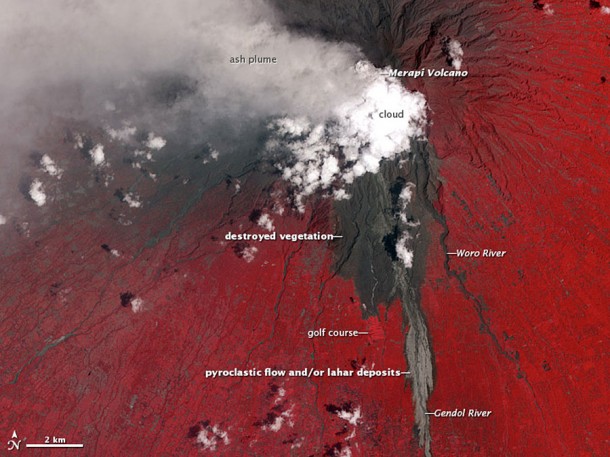 Eruption at Mount Merapi, Indonesia from Space. Credit: NASA