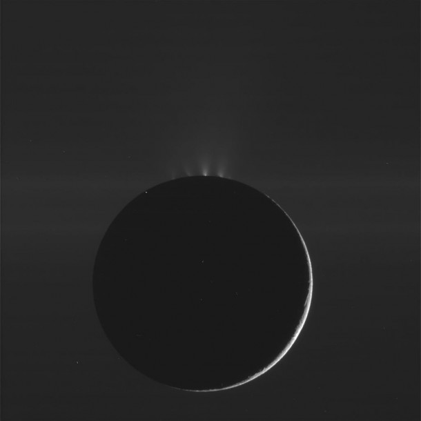 This raw image of Saturn's moon Enceladus was taken by NASA's Cassini spacecraft on Dec. 20, 2010. The spacecraft was approximately 158,000 kilometers (98,000 miles) away from Enceladus. Image credit: NASA/JPL/SSI This raw image of Saturn's moon Enceladus was taken by NASA's Cassini spacecraft on Dec. 20, 2010. The spacecraft was approximately 158,000 kilometers (98,000 miles) away from Enceladus. Image credit: NASA/JPL/SSI