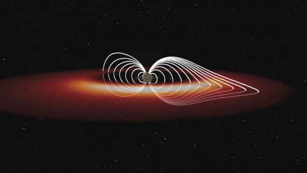 This is an artist's concept of the Saturnian plasma sheet based on data from Cassini magnetospheric imaging instrument. Image credit: NASA/JPL/JHUAPL This is an artist's concept of the Saturnian plasma sheet based on data from Cassini magnetospheric imaging instrument. Image credit: NASA/JPL/JHUAPL