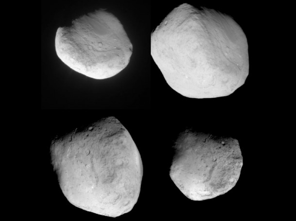 This image mosaic shows four different views of comet Tempel 1 as seen by NASA's Stardust spacecraft as it flew by on Feb. 14, 2011. The images progress in time beginning at upper left, moving to upper right, then proceeding from lower left to lower right. Image credit: NASA/JPL-Caltech/Cornell This image mosaic shows four different views of comet Tempel 1 as seen by NASA's Stardust spacecraft as it flew by on Feb. 14, 2011. The images progress in time beginning at upper left, moving to upper right, then proceeding from lower left to lower right. Image credit: NASA/JPL-Caltech/Cornell