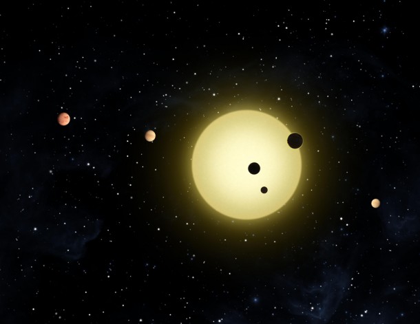 This artist's concept shows Kepler-11 -- the most tightly packed planetary system yet discovered. Image credit: NASA/Ames/JPL-Caltech This artist's concept shows Kepler-11 -- the most tightly packed planetary system yet discovered. Image credit: NASA/Ames/JPL-Caltech