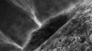 This artist’s impression shows the irregular surface of comet Wild-2 and jets spouting into space at speeds of several hundred kilometers per hour. A UA-led team of scientists now found evidence that Wild-2 harbored liquid water at some point in its history. Credit: NASA/JPL-Caltech This artist’s impression shows the irregular surface of comet Wild-2 and jets spouting into space at speeds of several hundred kilometers per hour. A UA-led team of scientists now found evidence that Wild-2 harbored liquid water at some point in its history. Credit: NASA/JPL-Caltech