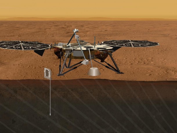 An artist's concept portrays the proposed Geophysical Monitoring Station mission for studying the deep interior of Mars. Image Credit: NASA/JPL-Caltech An artist's concept portrays the proposed Geophysical Monitoring Station mission for studying the deep interior of Mars. Image Credit: NASA/JPL-Caltech