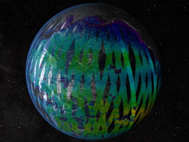 Simulated ocean salinity data for NASA's Aquarius instrument. Image credit: NASA Simulated ocean salinity data for NASA's Aquarius instrument. Image credit: NASA