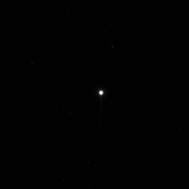This image shows the first, unprocessed image obtained by NASA's Dawn spacecraft of the giant asteroid Vesta in front of a background of stars. Image credit: NASA/JPL-Caltech/UCLA/MPS/DLR/IDA This image shows the first, unprocessed image obtained by NASA's Dawn spacecraft of the giant asteroid Vesta in front of a background of stars. Image credit: NASA/JPL-Caltech/UCLA/MPS/DLR/IDA