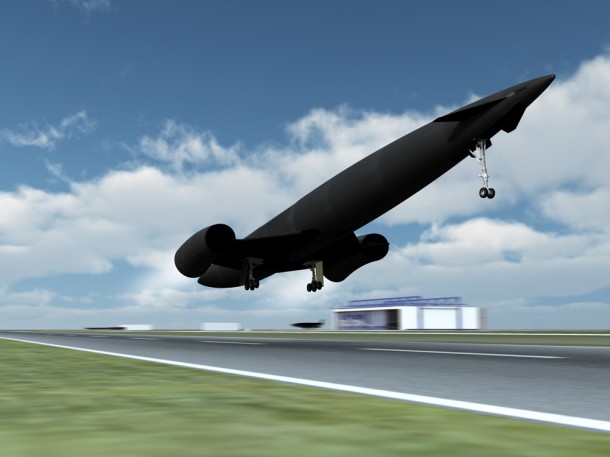Artist's impression of the SKYLON spaceplane taking off from a runway. Credit: Reaction Engines Ltd 