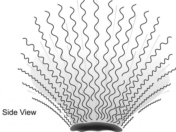 The magnetic fields from the center of coronal holes in the sun's atmosphere have large fluctuations known as Alfvén waves, while those from the sides have smaller fluctuations. The side fields do not transfer energy as well from the sun to Earth's magnetosphere. Credit: NASA/Park The magnetic fields from the center of coronal holes in the sun's atmosphere have large fluctuations known as Alfvén waves, while those from the sides have smaller fluctuations. The side fields do not transfer energy as well from the sun to Earth's magnetosphere. Credit: NASA/Park