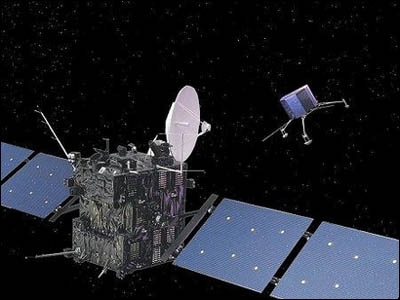Artist's impression of the Rosetta orbiter and lander Credits: ESA Artist's impression of the Rosetta orbiter and lander Credits: ESA