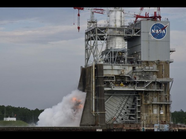 A 1.9-second ignition test July 14 of the next-generation J-2X rocket engine. (NASA/SSC) A 1.9-second ignition test July 14 of the next-generation J-2X rocket engine. (NASA/SSC)